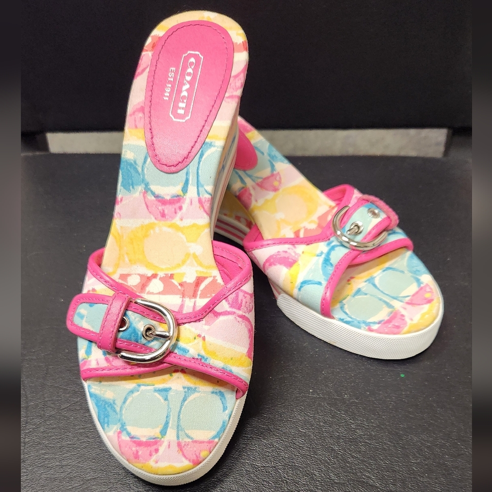 Coach Monogram Perry Buckle Wedges New without tags or box
